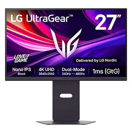 LG UltraGear 27-tums 240Hz UHD 4K Nano IPS Black spelskärm | 1ms (GtG), DP 2.1, DisplayHDR 600 - 27G850A-B